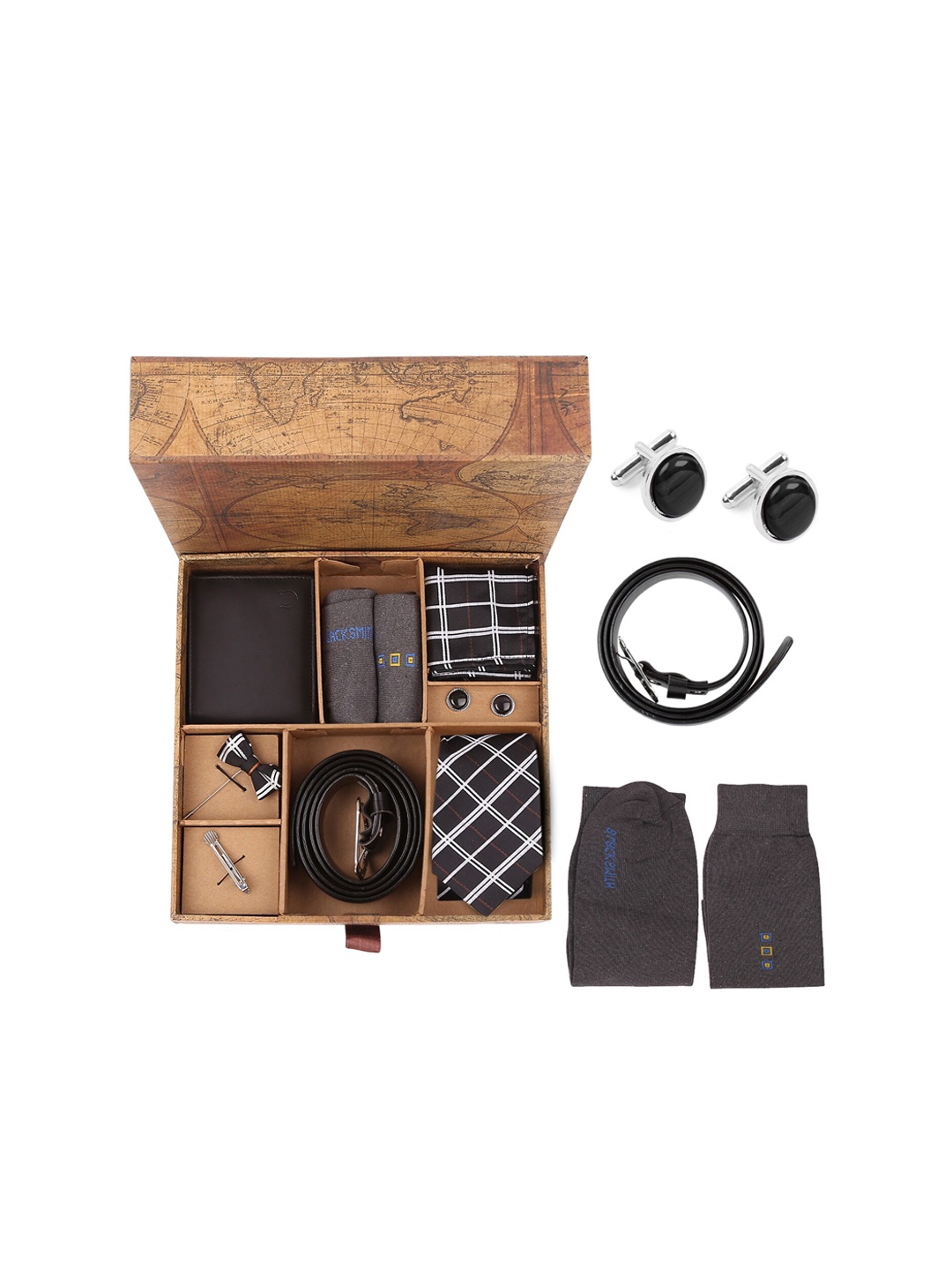 

Blacksmith Men Black & White Printed Accessory Gift Set