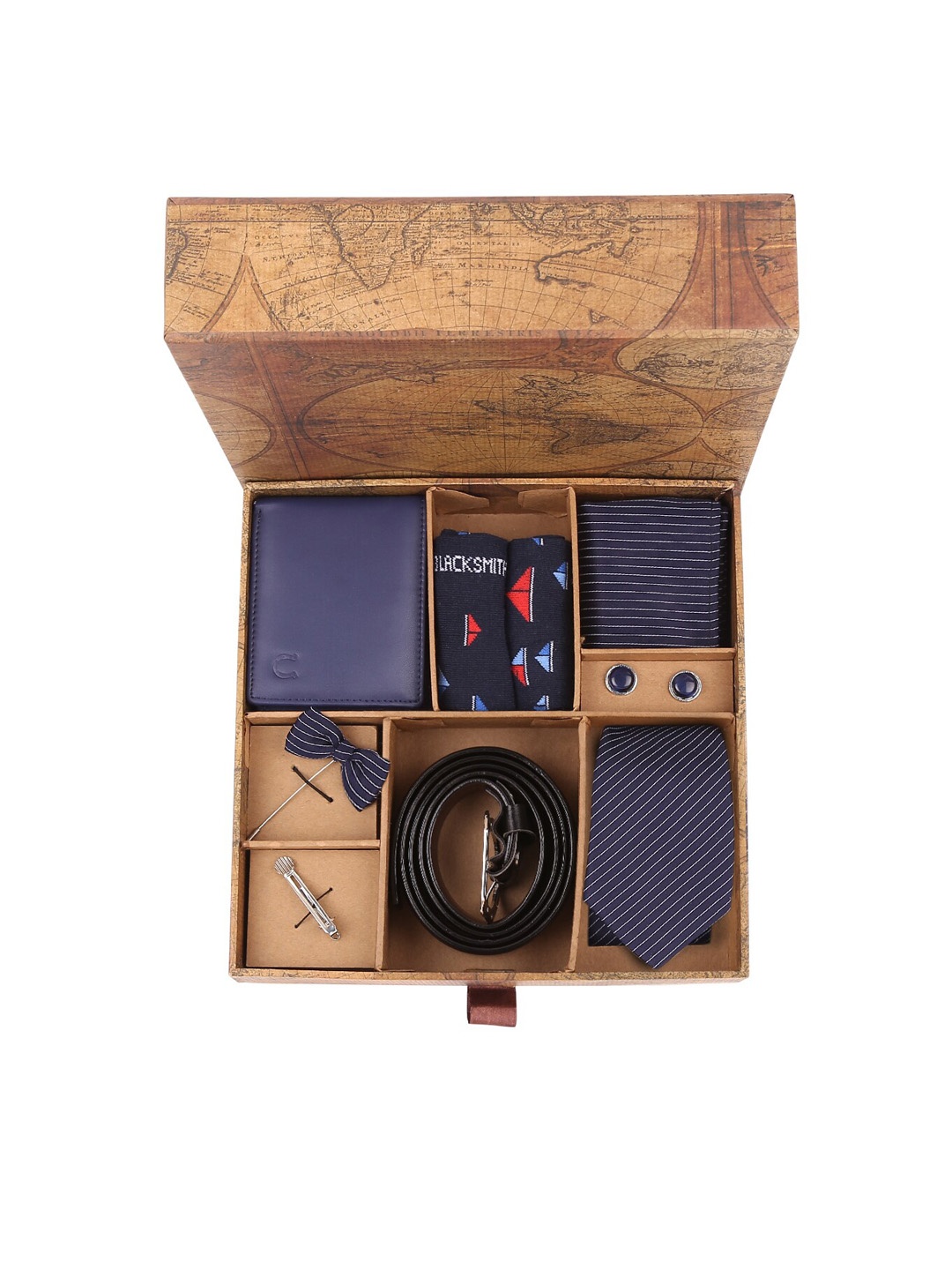 

Blacksmith Men Blue & Black Printed Accessory Gift Set
