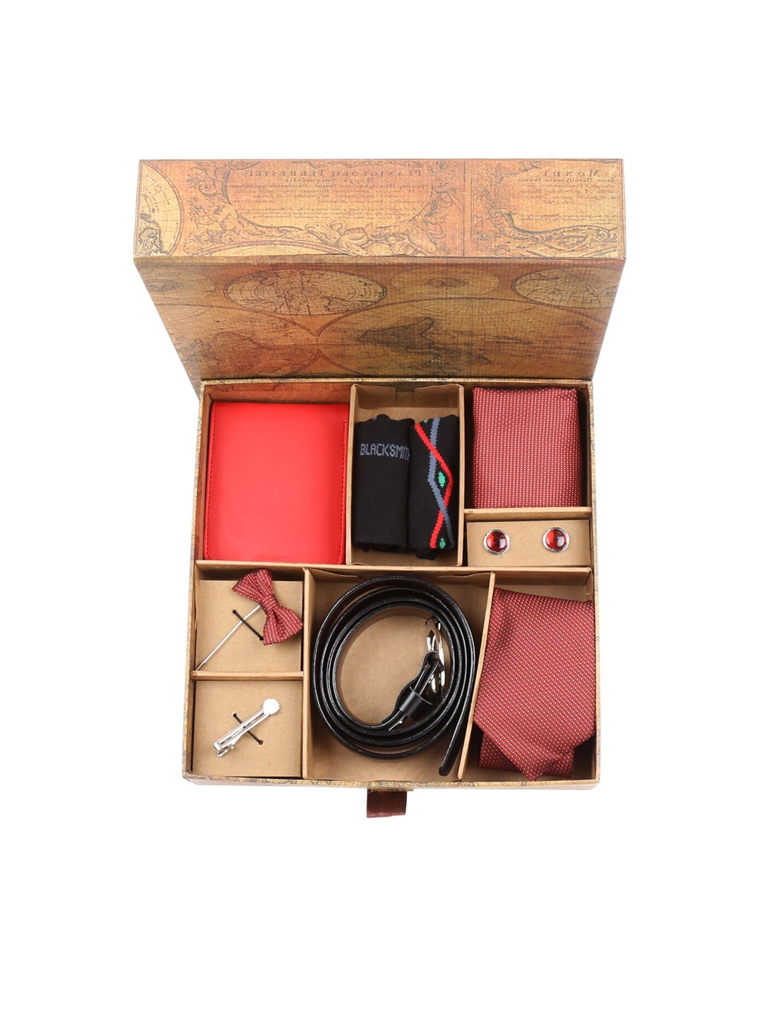 

Blacksmith Men Red Printed Accessory Gift Set