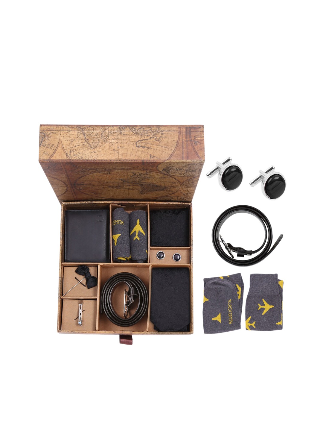

Blacksmith Men Black Solid Accessory Gift Set