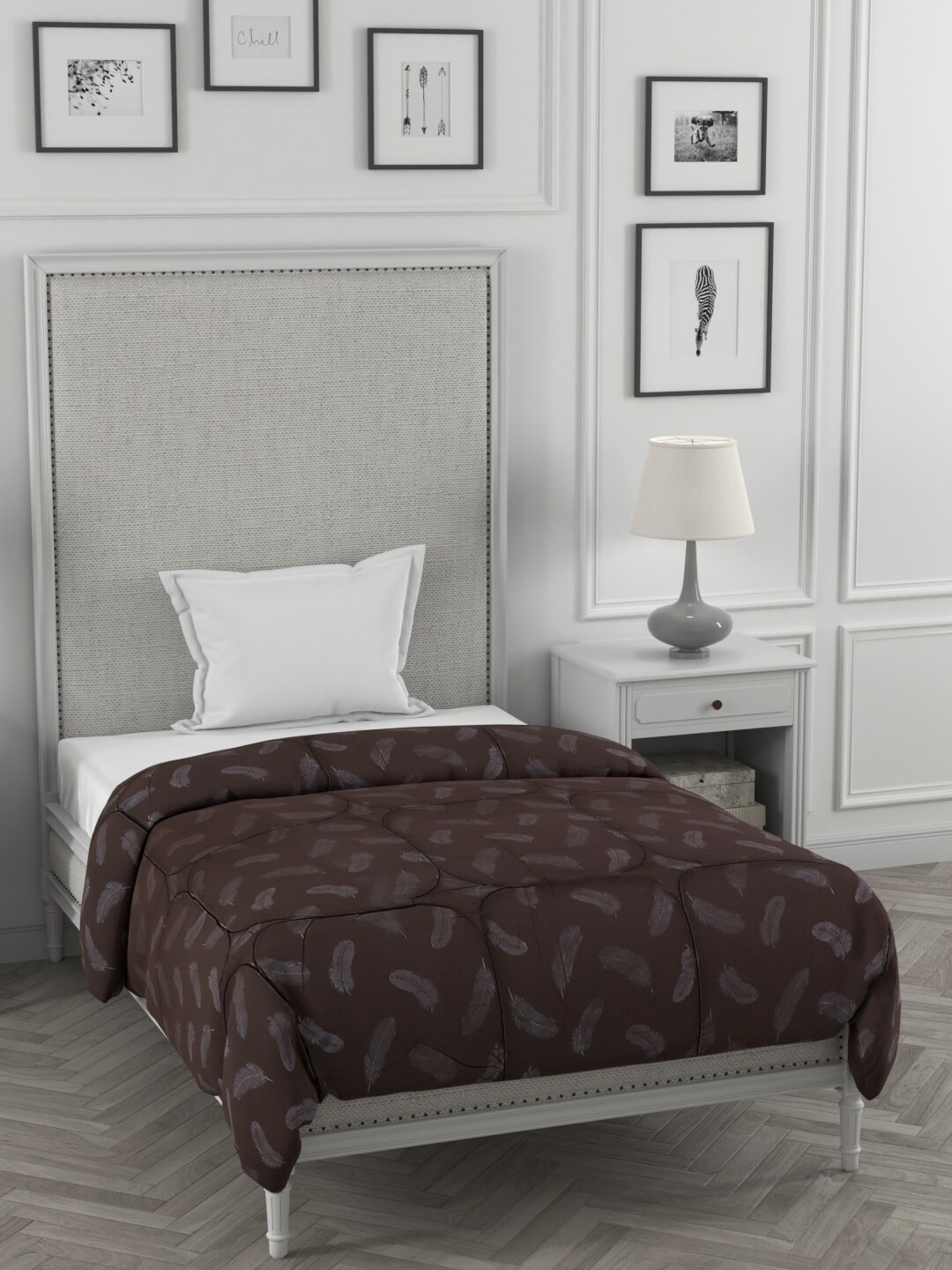 

A Homes Grace Brown & Grey Floral Microfiber Heavy Winter 600 GSM Single Bed Comforter