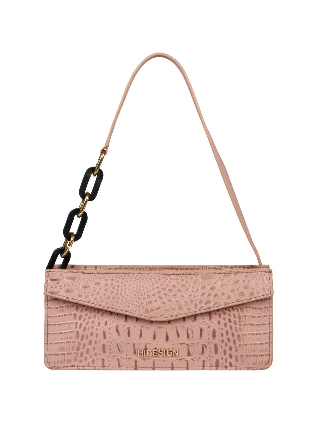 

Hidesign Pink Textured Leather Structured Sling Bag with Fringed