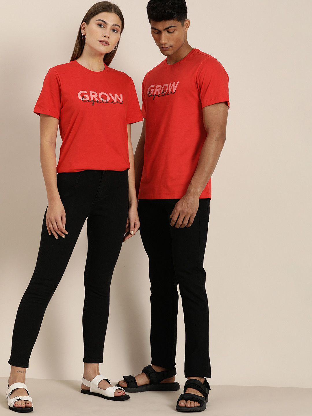 

ether Unisex Red Typography Printed T-shirt