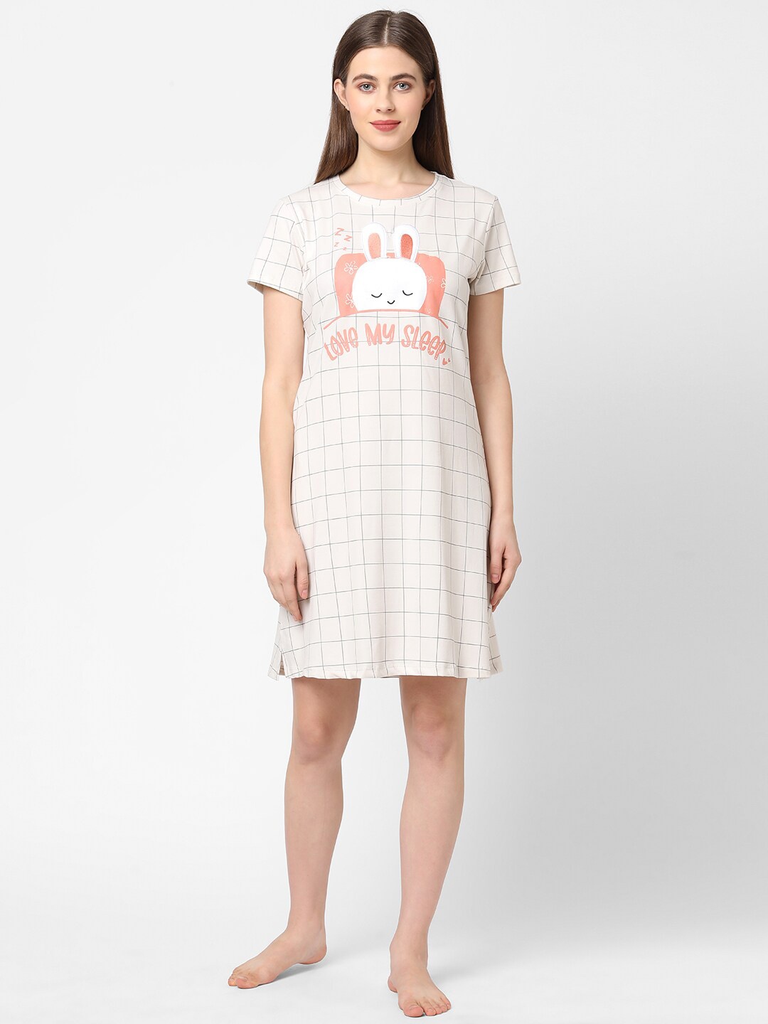 

Sweet Dreams White Checked Nightdress