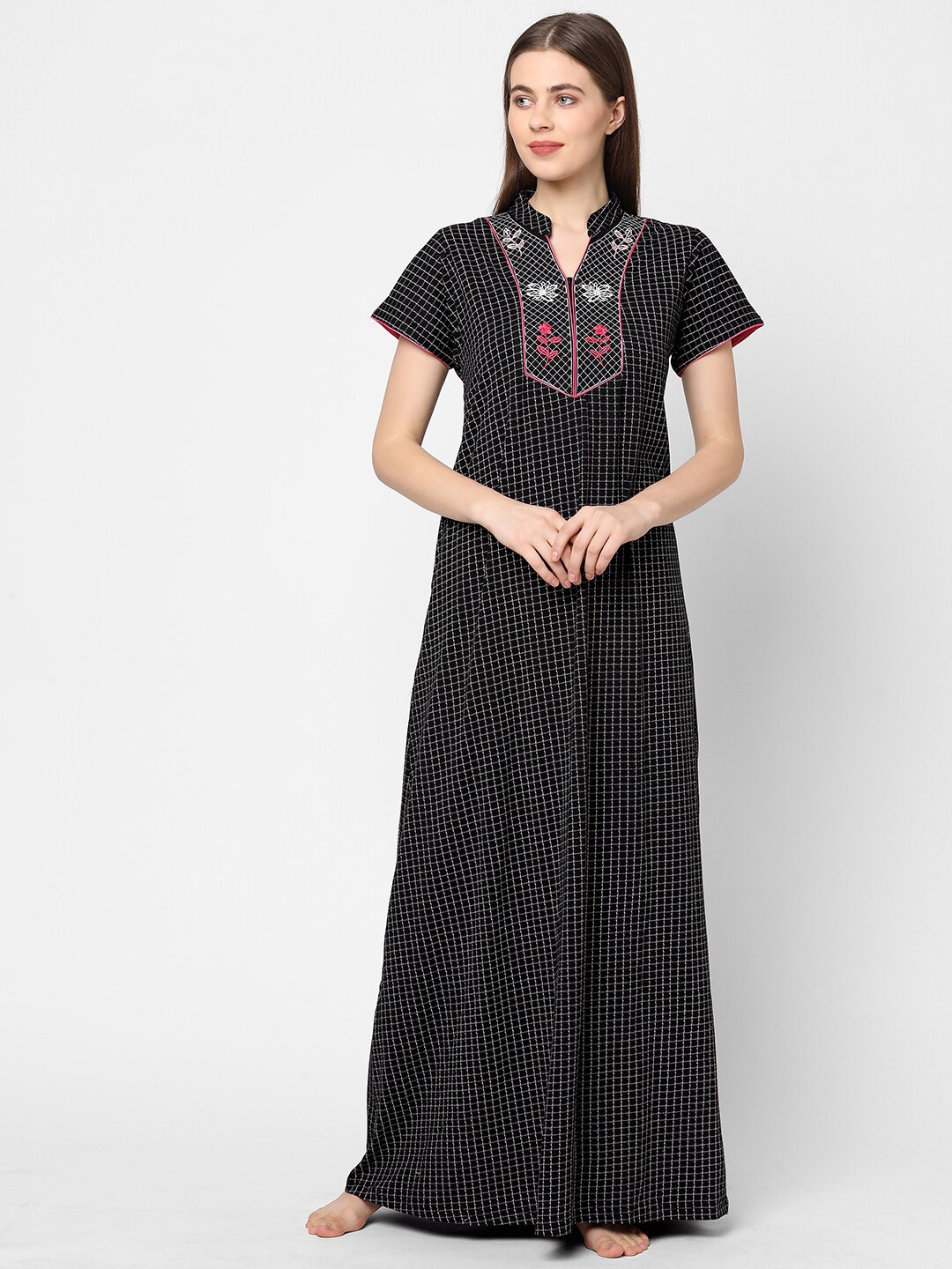 

Sweet Dreams Black Checked Maxi Nightdress