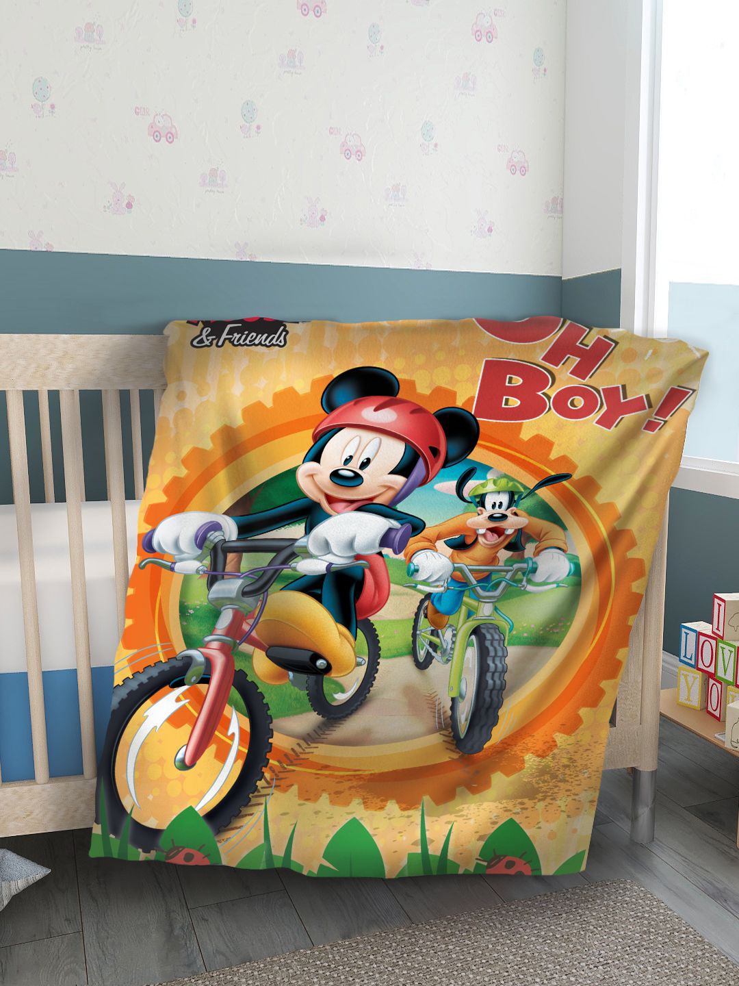 

YK Kids Mickey Mouse Cartoon Printed Ultra Soft AC Baby Blanket, Yellow
