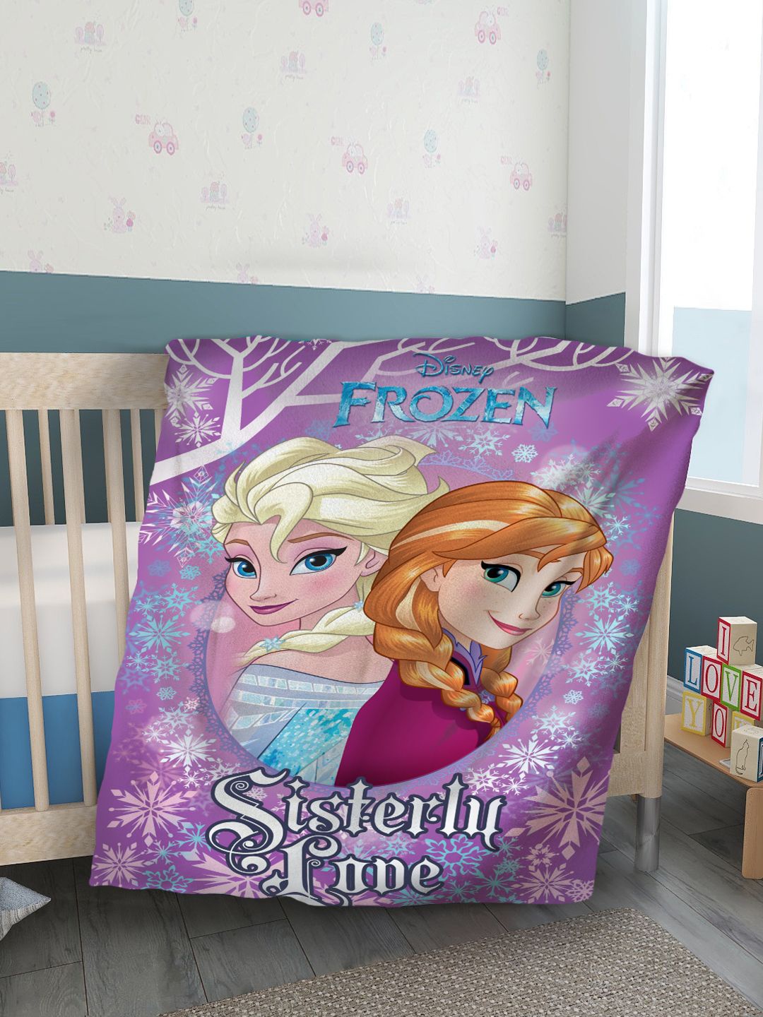 

YK Kids Frozen II Cartoon Print Ultra Soft AC 600 GSM Baby Blanket, Purple