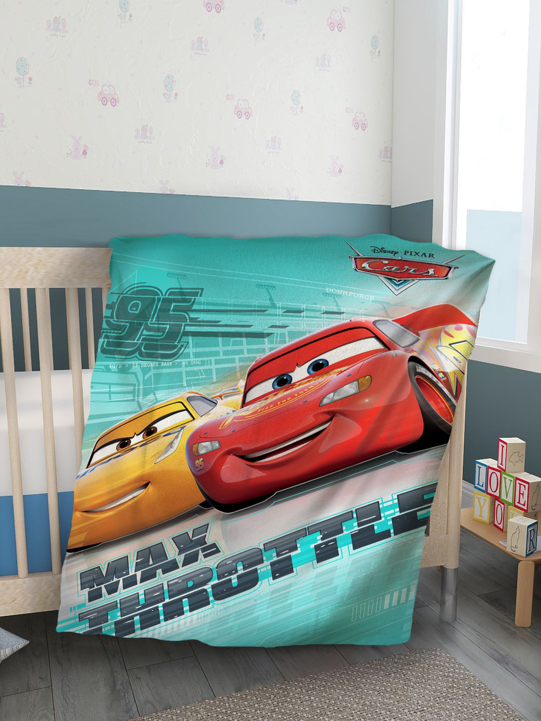 

YK Kids Cars Cartoon Printed Ultra Soft AC Baby Blanket, Sea green