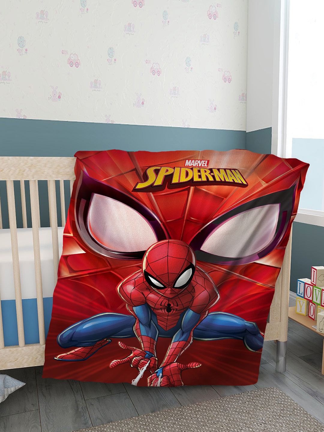 

YK Kids Spiderman Cartoon Printed Ultra Soft AC Baby Blanket, Red