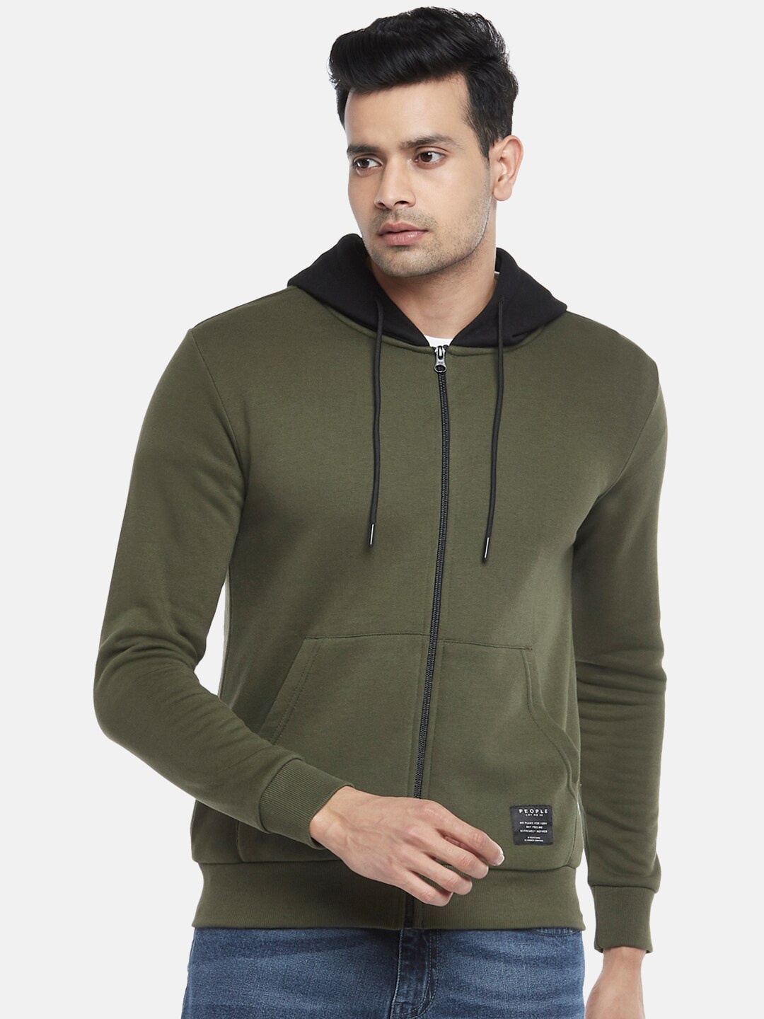 

People Men Olive Green Sweatshirt