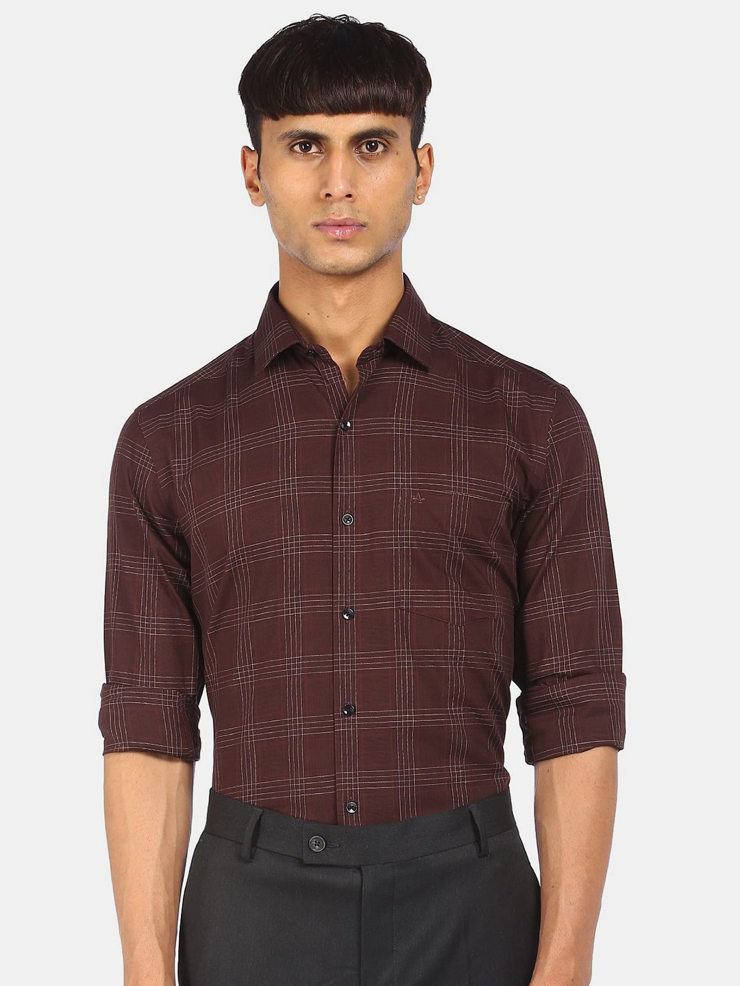 

Arrow Men Maroon Checked Casual Shirt