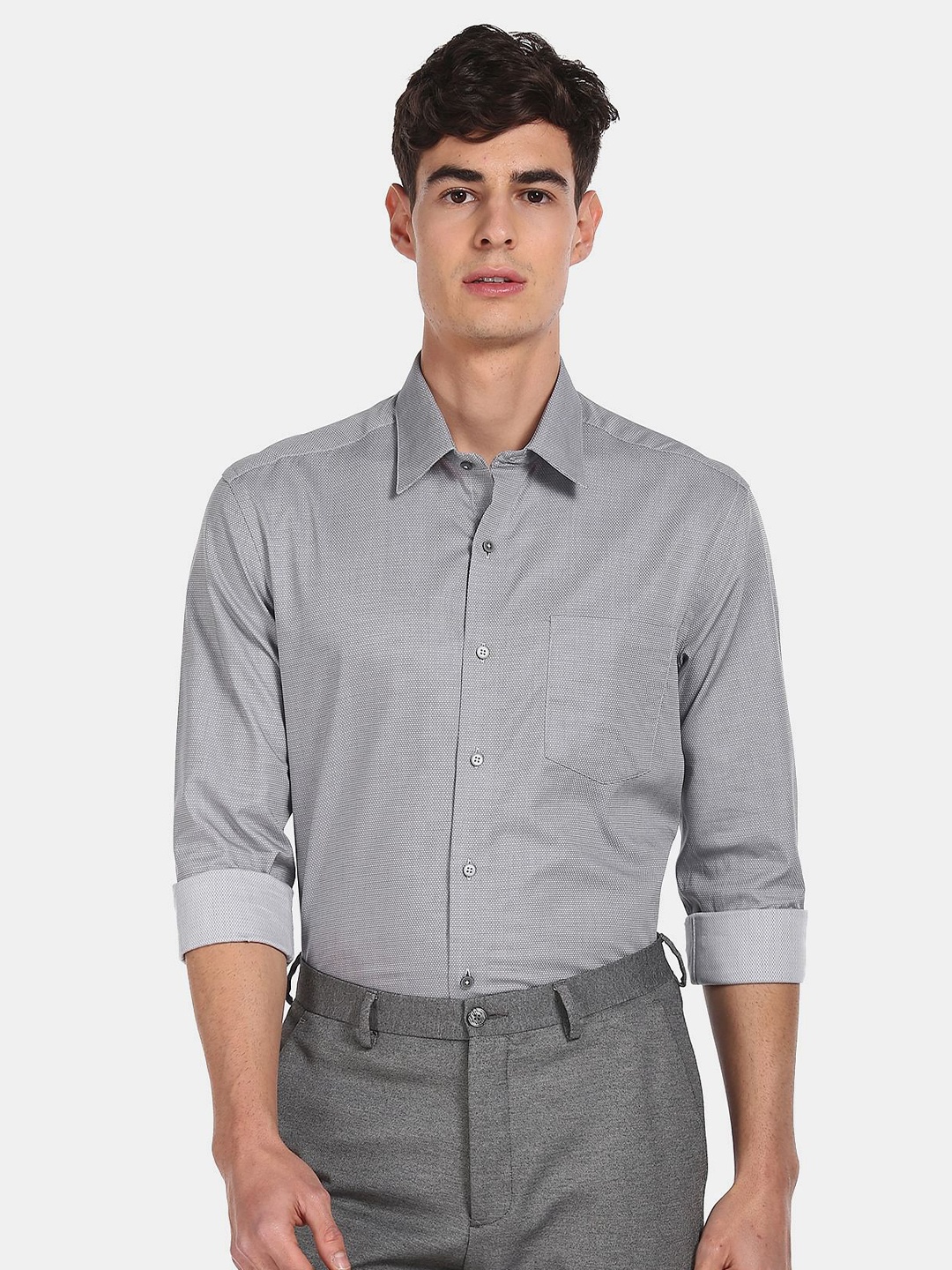 

Arrow New York Men Grey Printed Casual Shirt