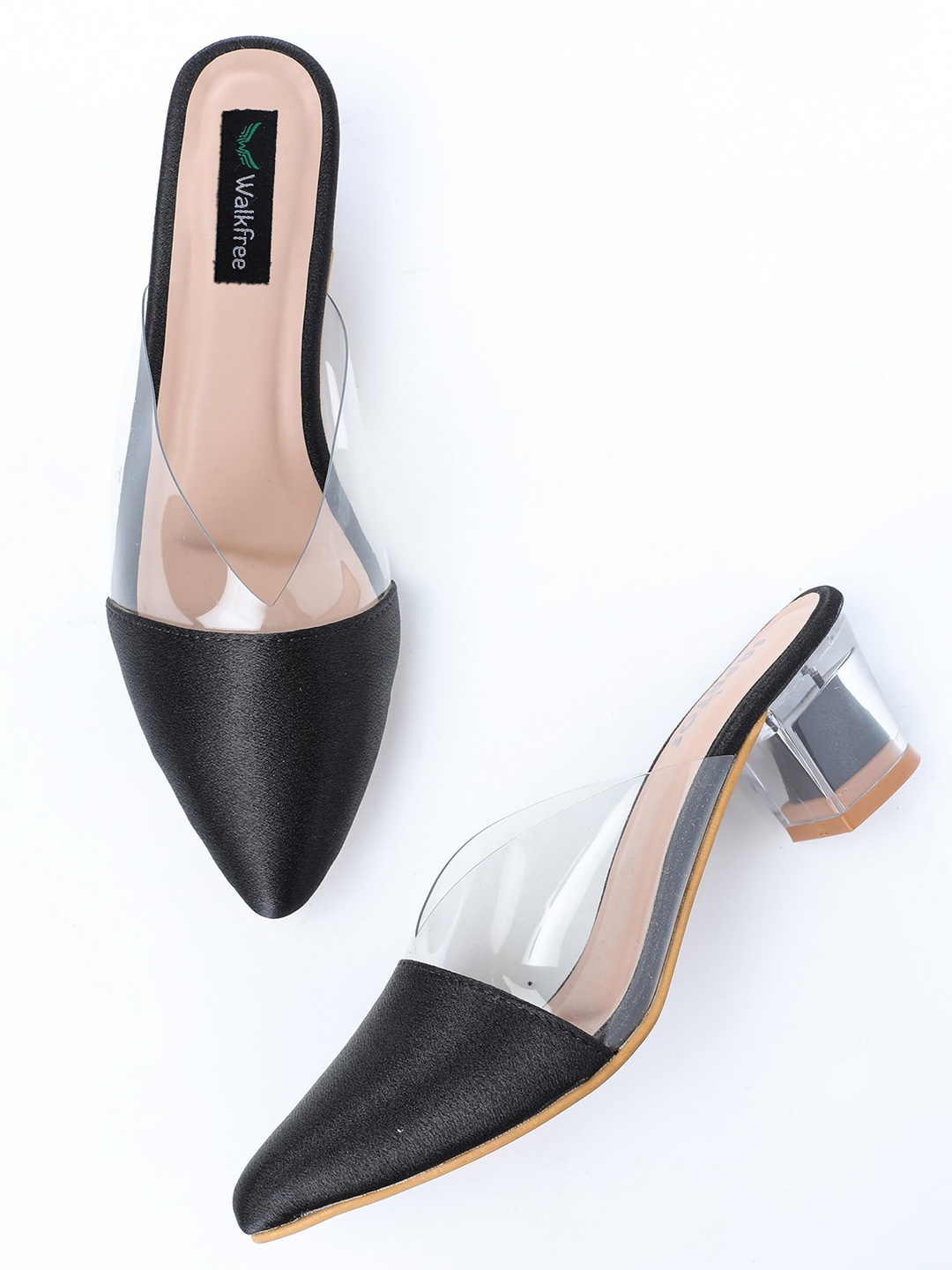 

Walkfree Black Suede Block Mules