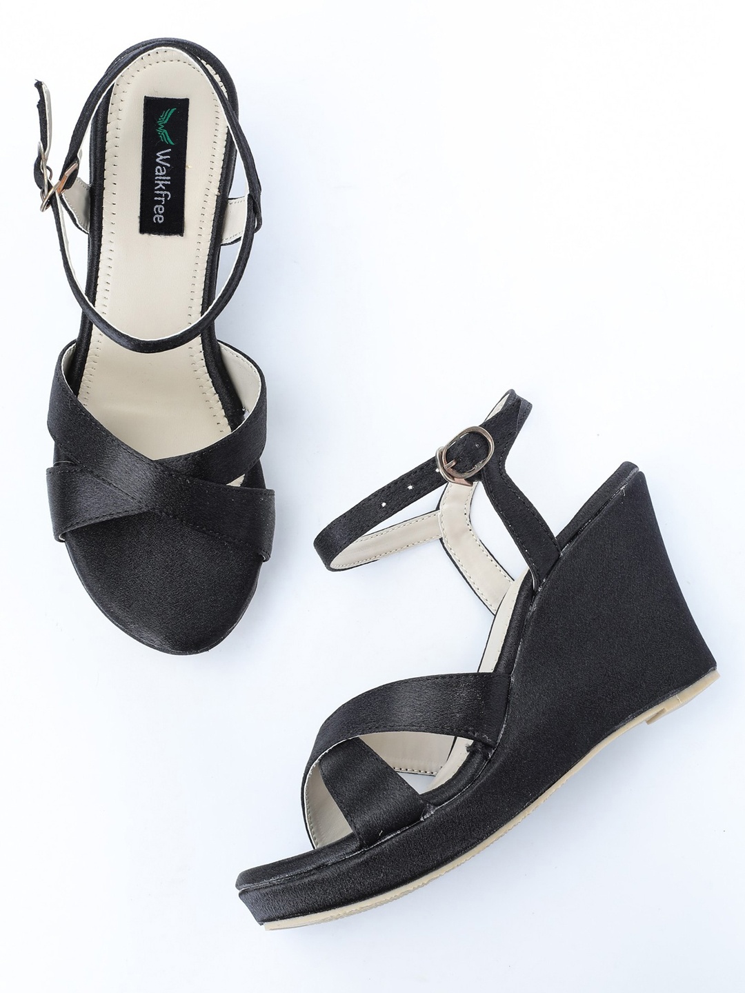 

Walkfree Black Colourblocked Wedge Sandals