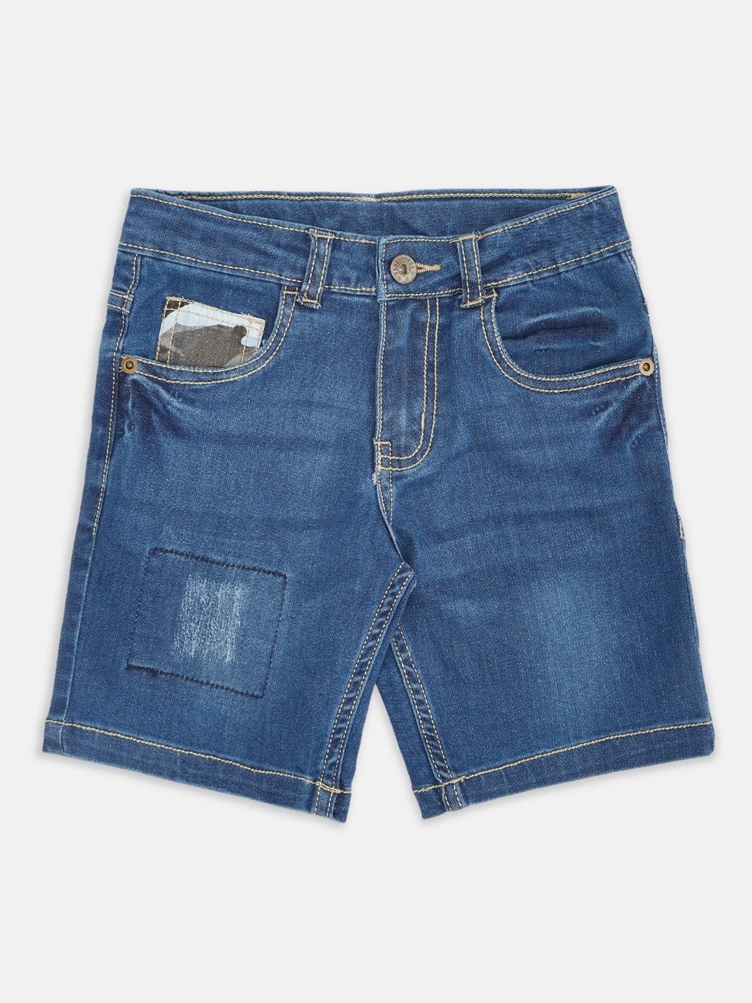

Pantaloons Junior Boys Blue Washed High-Rise Denim Shorts