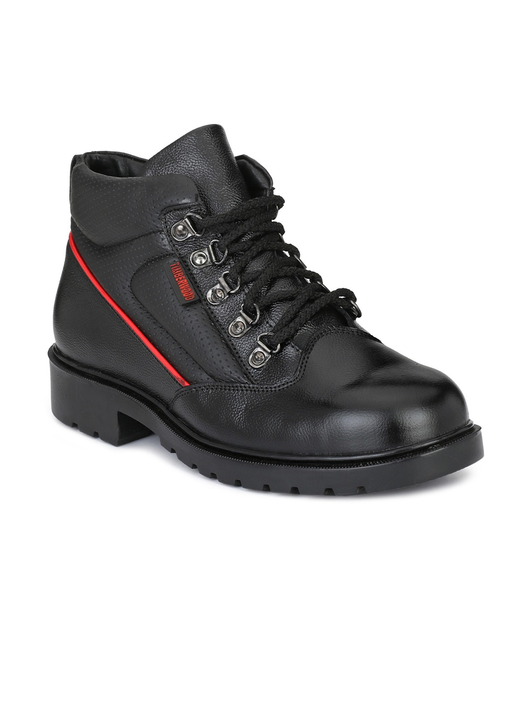 

TimberWood Men Black Leather High-Top Flat Boots