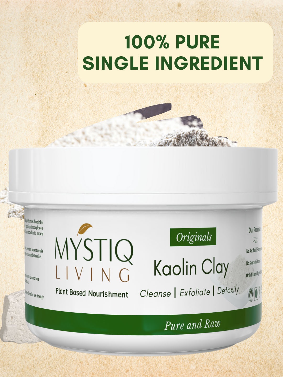 

MYSTIQ LIVING Kaolin Clay Face Mask 200g, White