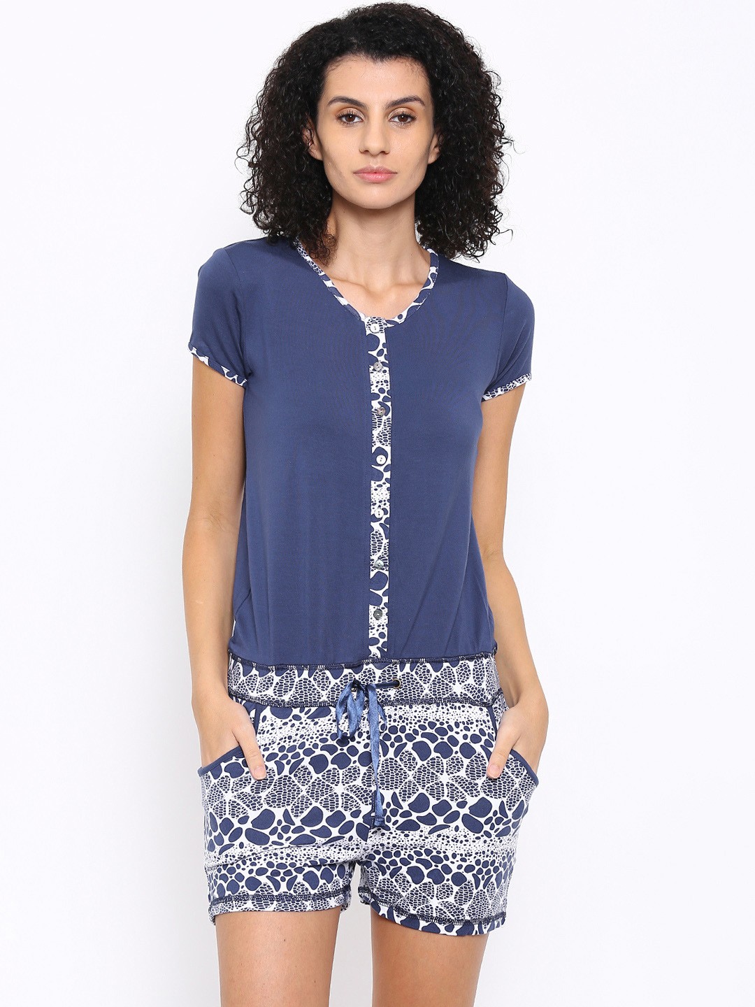 

SDL by Sweet Dreams Blue Printed Smart Fit Lounge Playsuit 211516