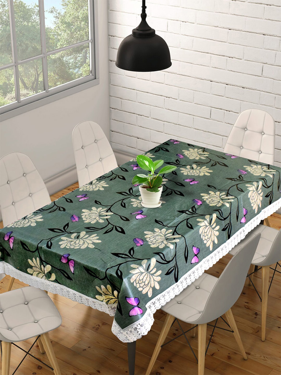 

Kuber Industries Grey & White Printed 6 Seater Rectangular Table Cover