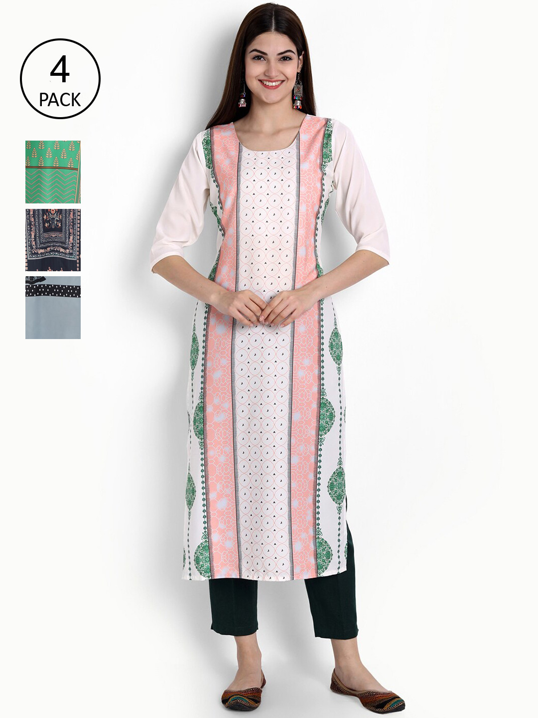 

Ethnic basket Women Pack of 4 Multicoloured Printed Kurta, Multi