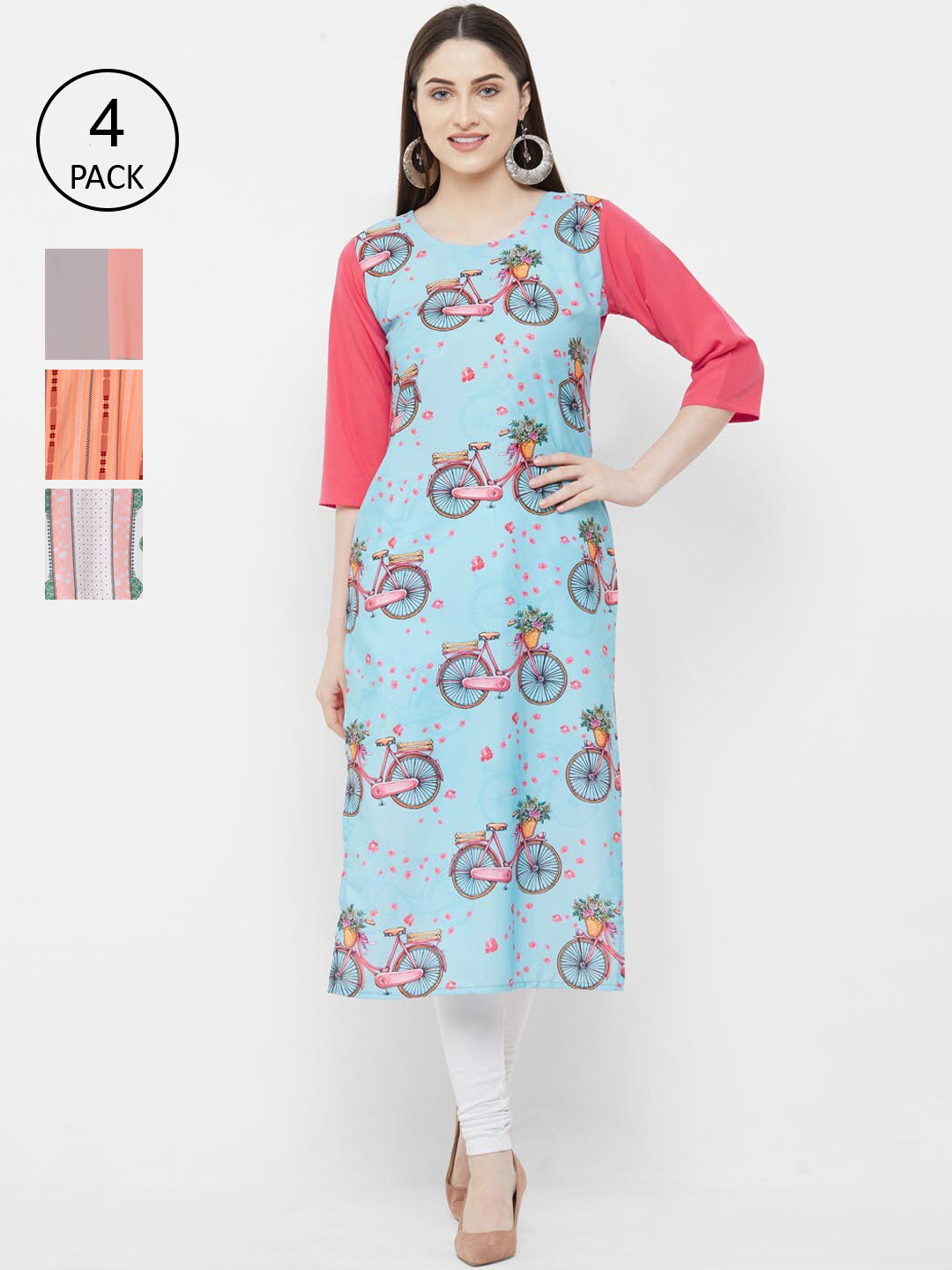 

Ethnic basket Women Blue & White Ethnic Motifs Printed Block Print Crepe Kurta