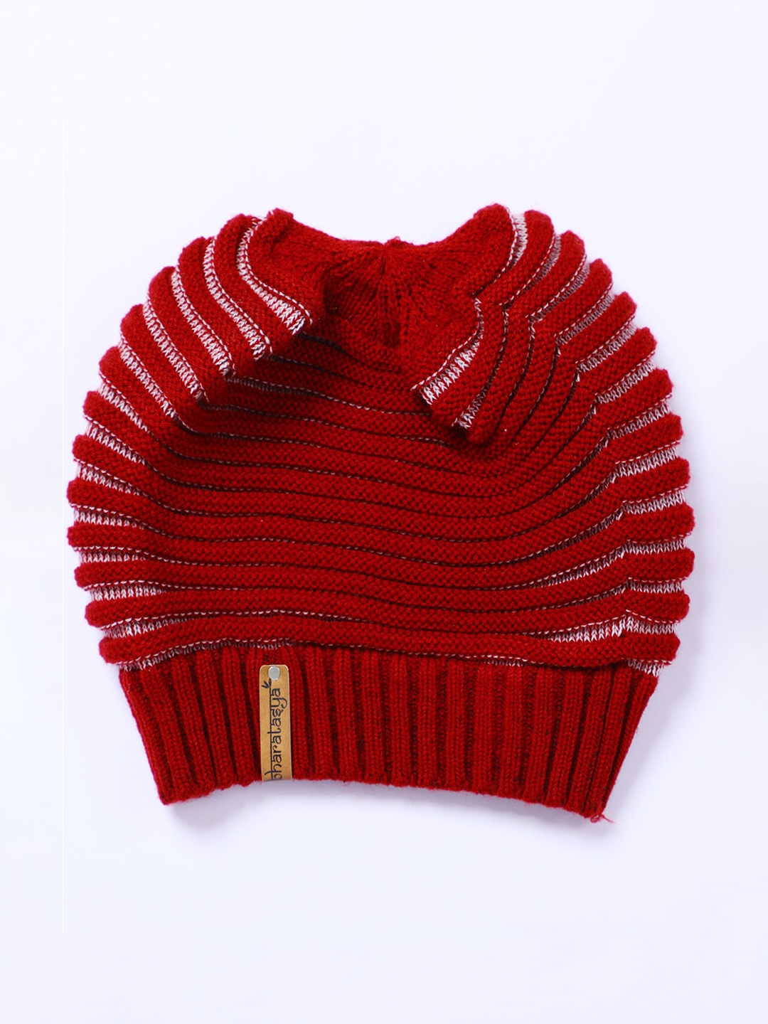 

Bharatasya Men Maroon Ribbed Beanie