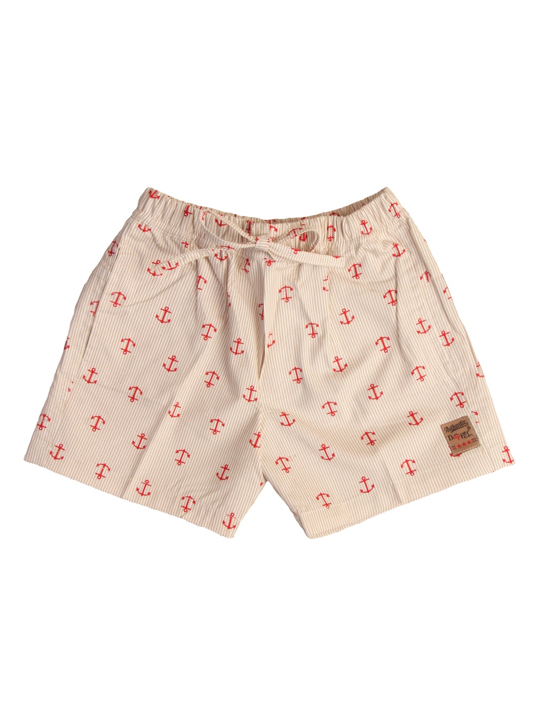 

Dapper dudes Boys Cream-Coloured Anchor Printed Shorts