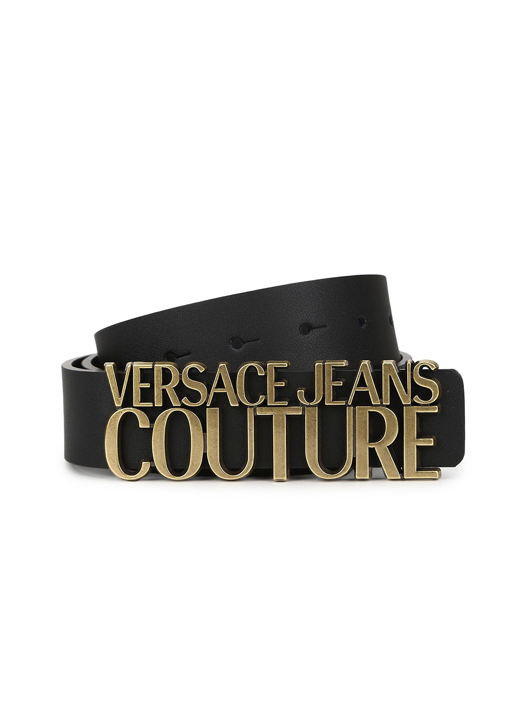 

Versace Jeans Couture Women Black & Gold-Toned Leather Belt