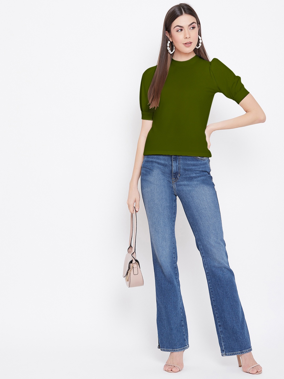

Uptownie Lite Women Stretchable High Neck Top, Green