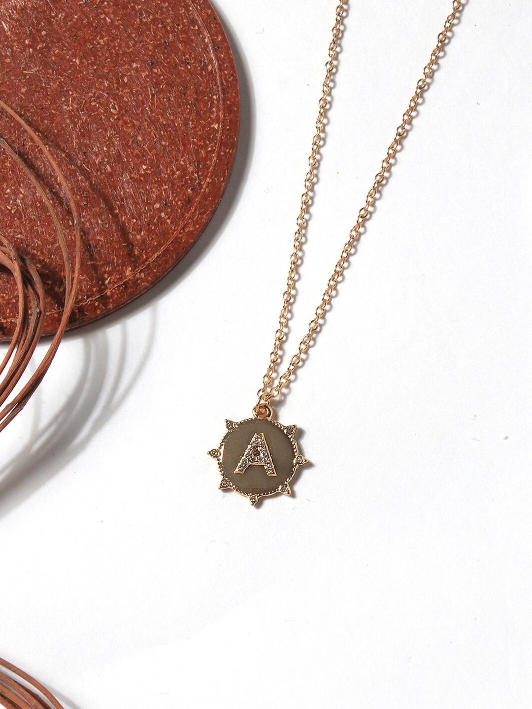

ToniQ Gold-Toned Gold-Plated Personalized Initial A Minimal Necklace