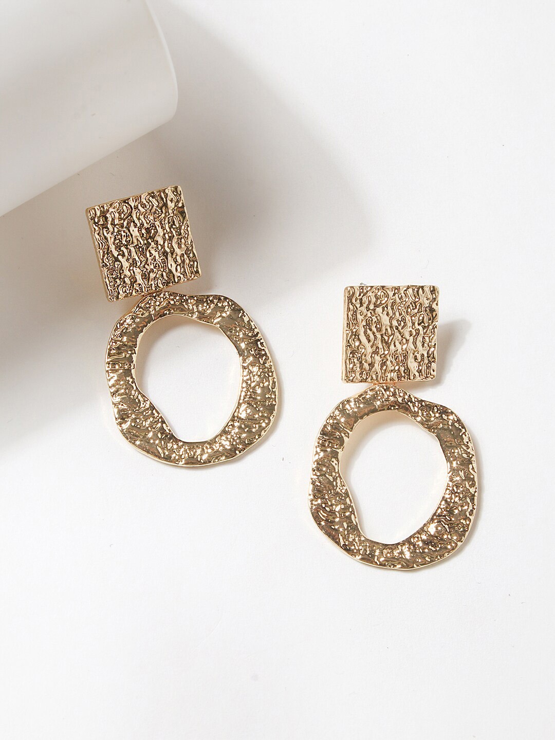

ToniQ Gold-Plated Contemporary Drop Earrings