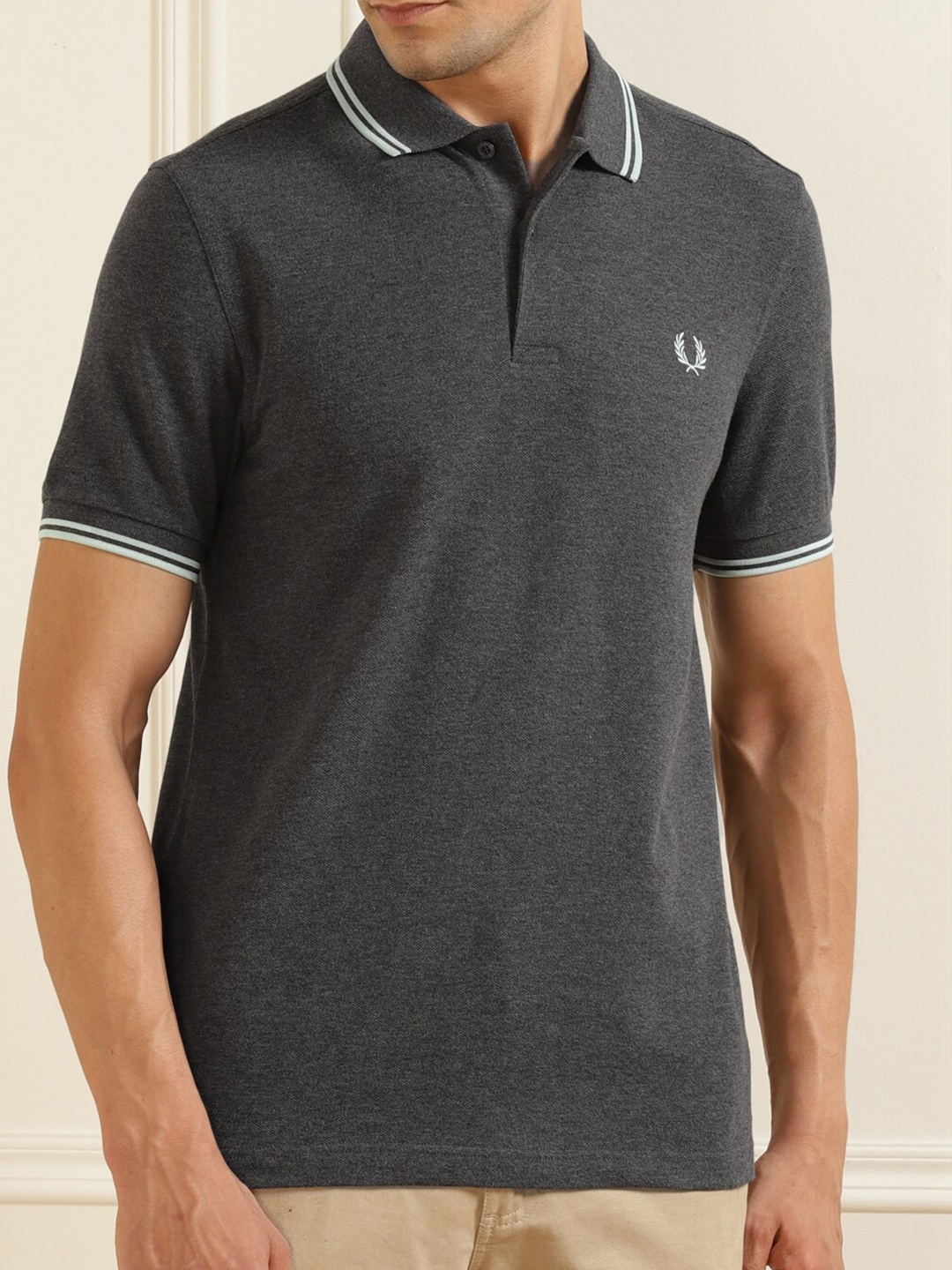 

Fred Perry Men Grey Polo Collar T-shirt