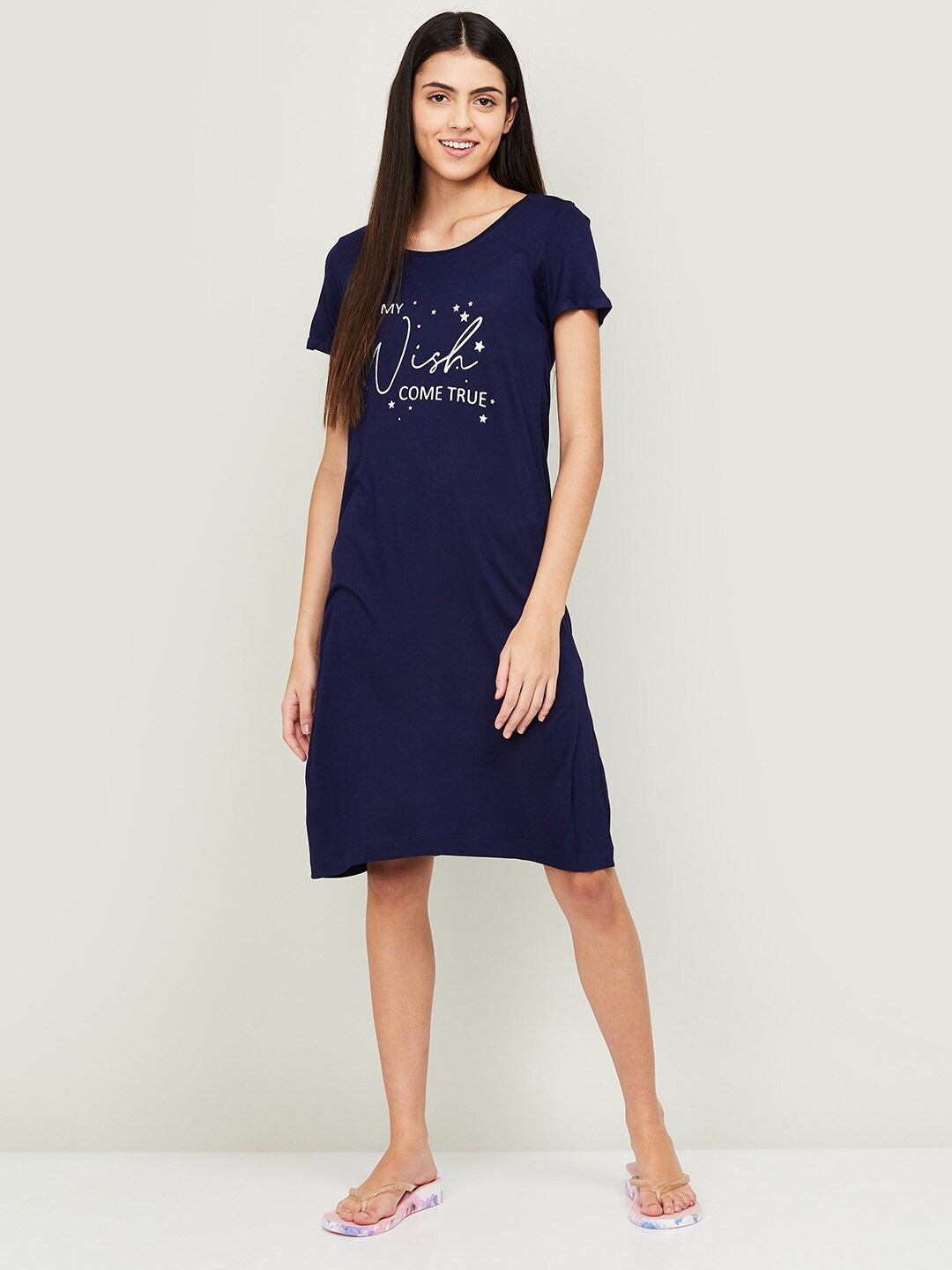 

Ginger by Lifestyle Women Navy Blue Printed Nightdress