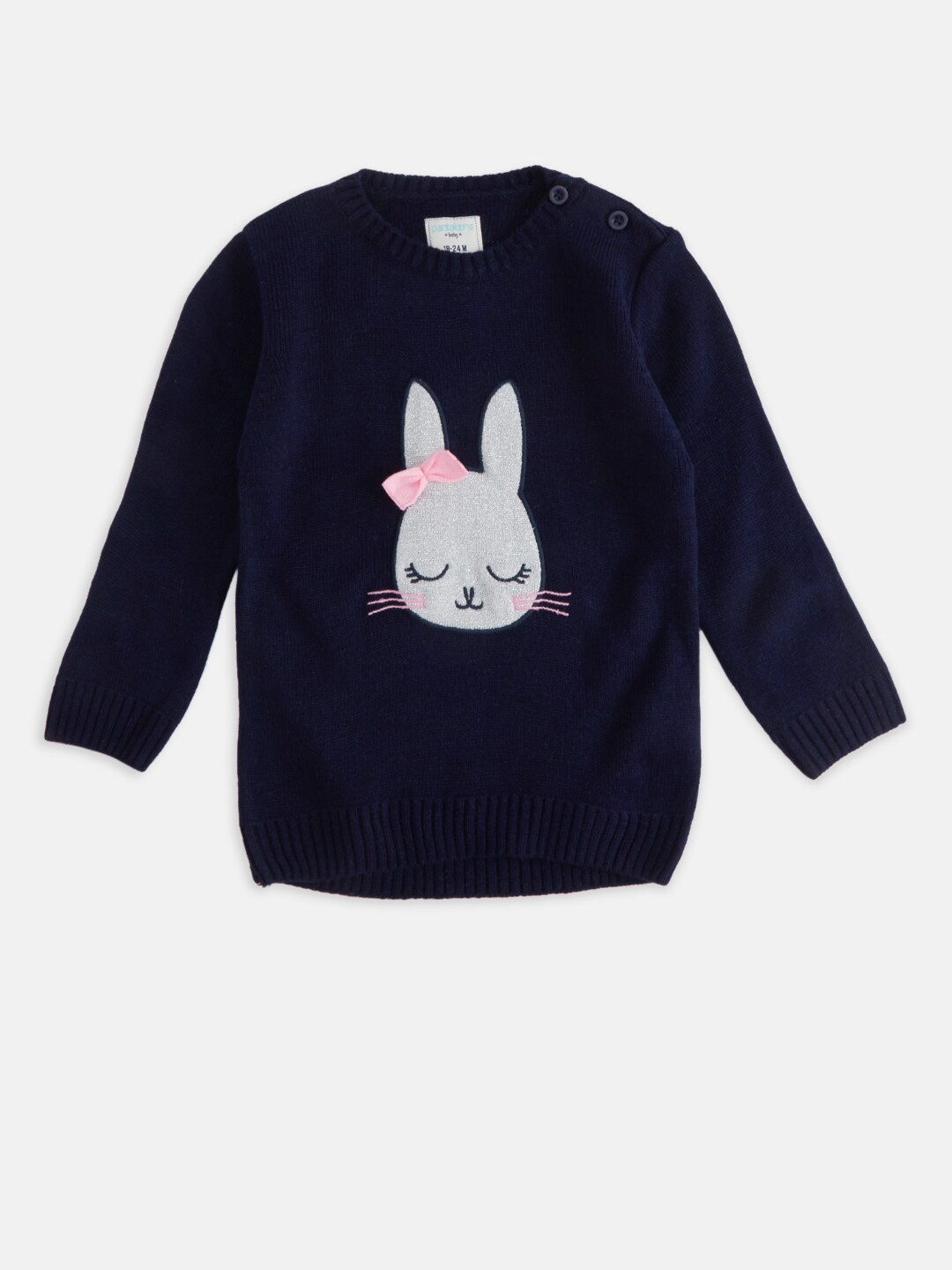 

Pantaloons Baby Girls Navy Blue & Grey Animal Acrylic Pullover with Applique Detail
