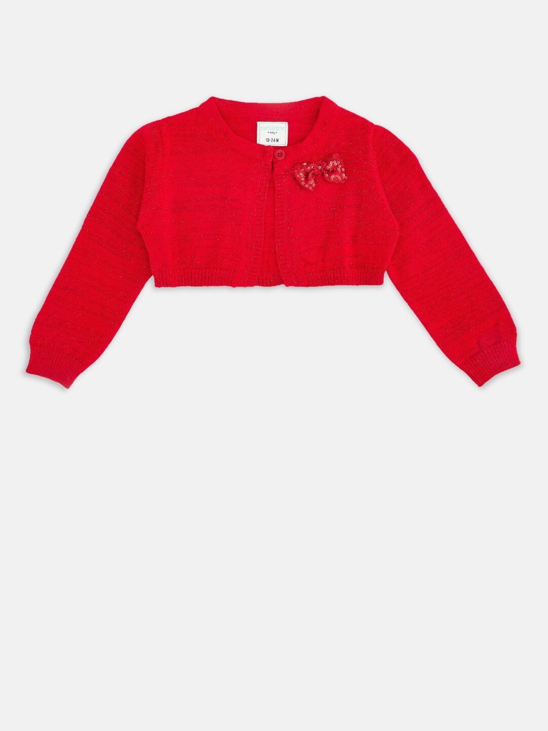 

Pantaloons Baby Girls Red Crop Cardigan
