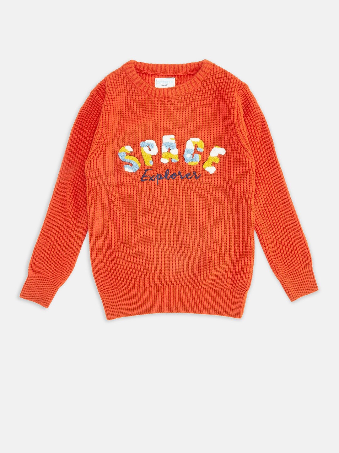 

Pantaloons Junior Boys Rust & White Typography Acrylic Pullover