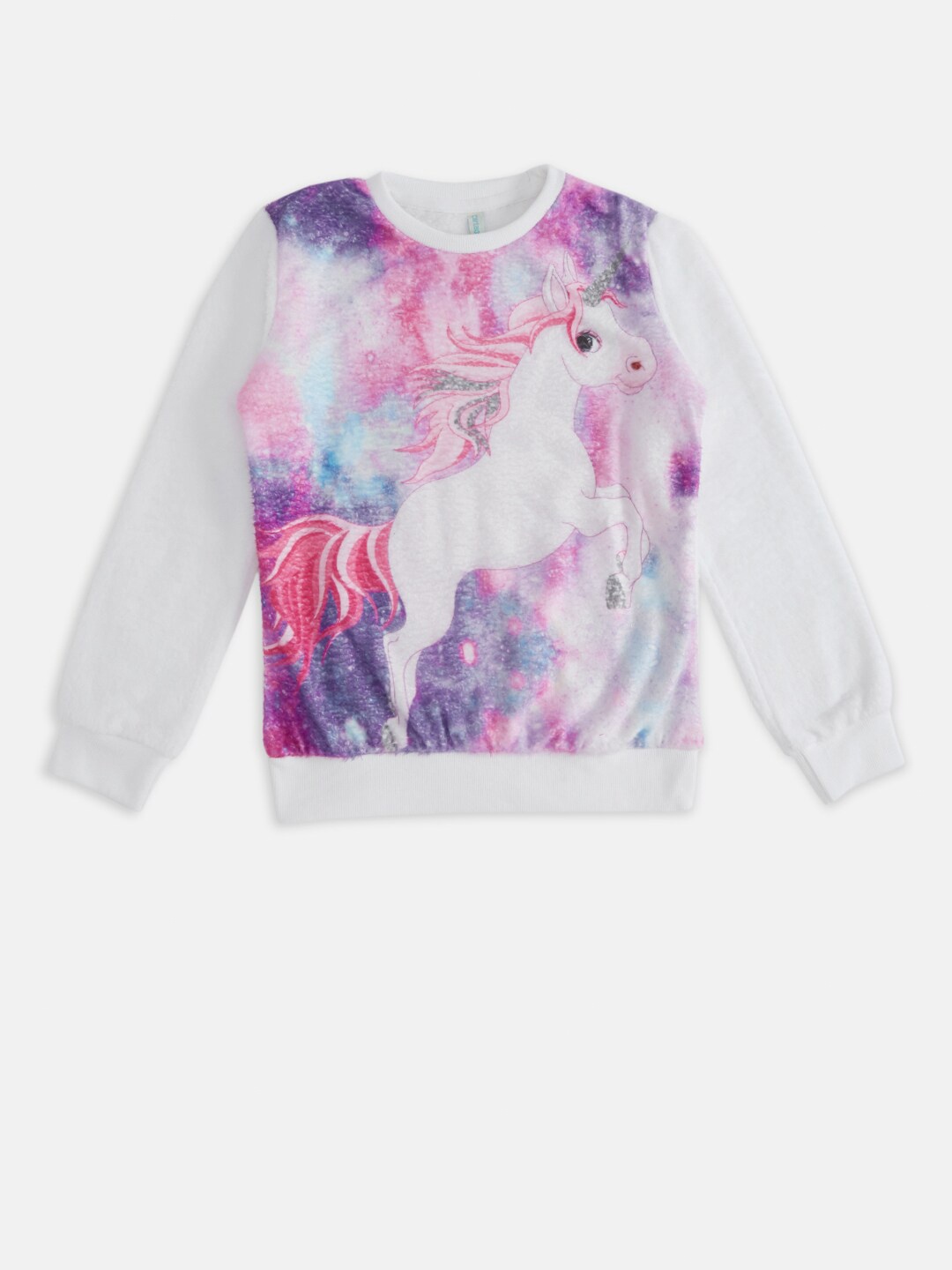 

Pantaloons Junior Girls Off White & Pink Printed Wool Pullover