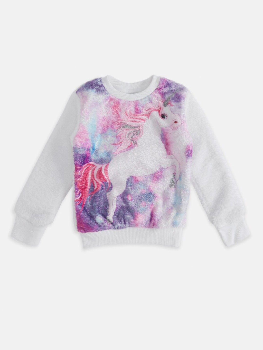 

Pantaloons Junior Girls Off White & Pink Printed woolen Pullover