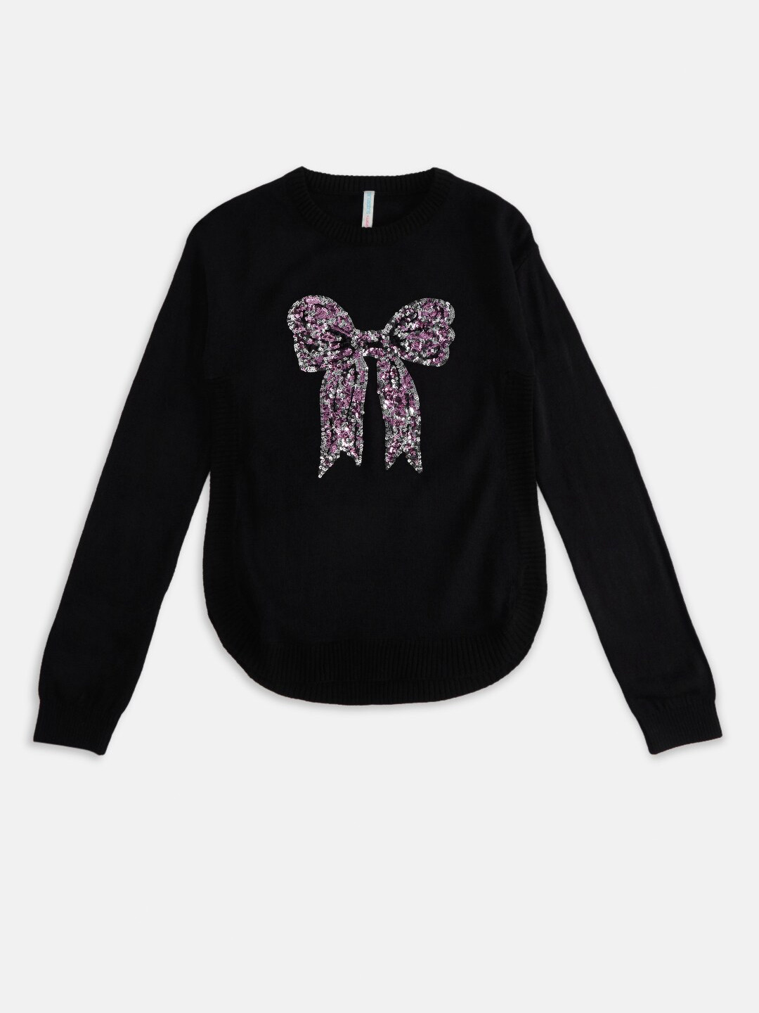 

Pantaloons Junior Girls Black & Pink Humour and Comic Pullover with Embellished Detail