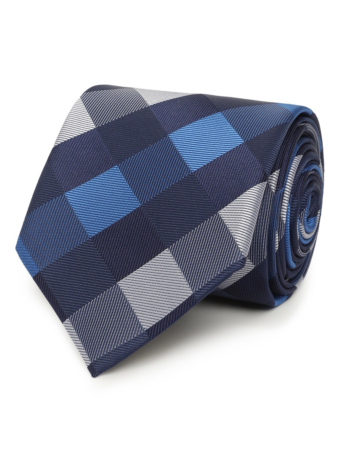 

Tossido Men Blue & Black Checked Broad Tie