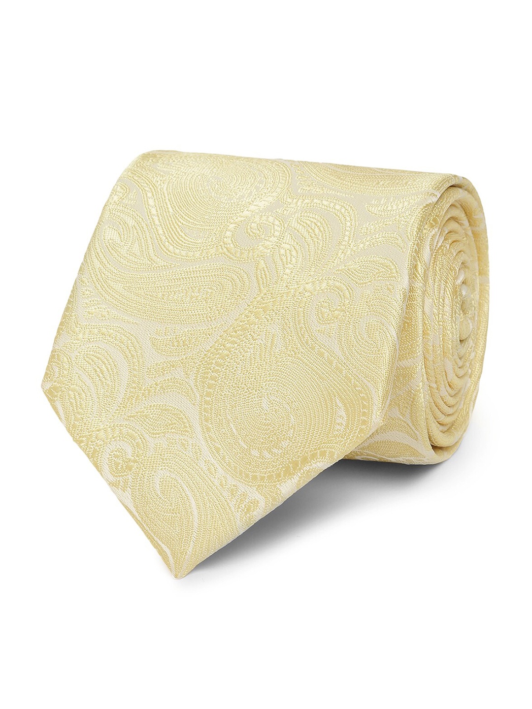 

Tossido Men Yellow Paisley Woven Design Broad Tie