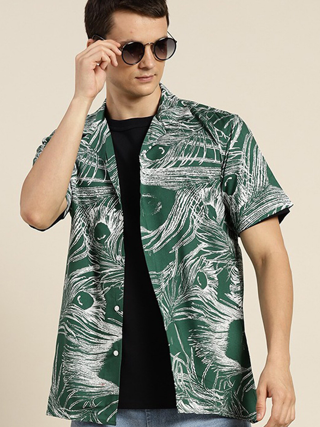 

Hancock Men Green Relaxed Floral Printed Casual Shirt