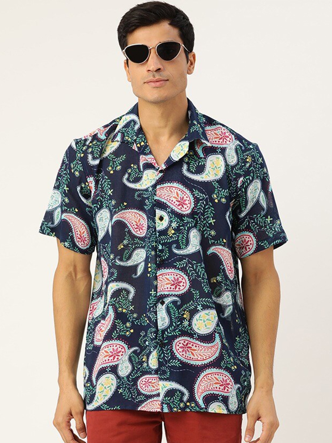 

Hancock Men Navy Blue Relaxed Floral Printed Casual Shirt