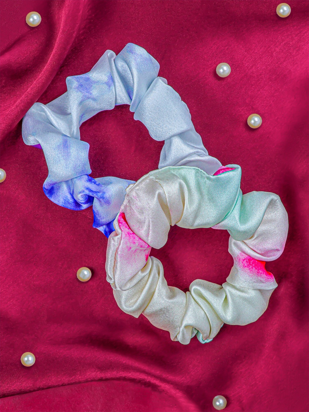 

Bellofox Women Set Of 2 Blue & Pink Scrunchies