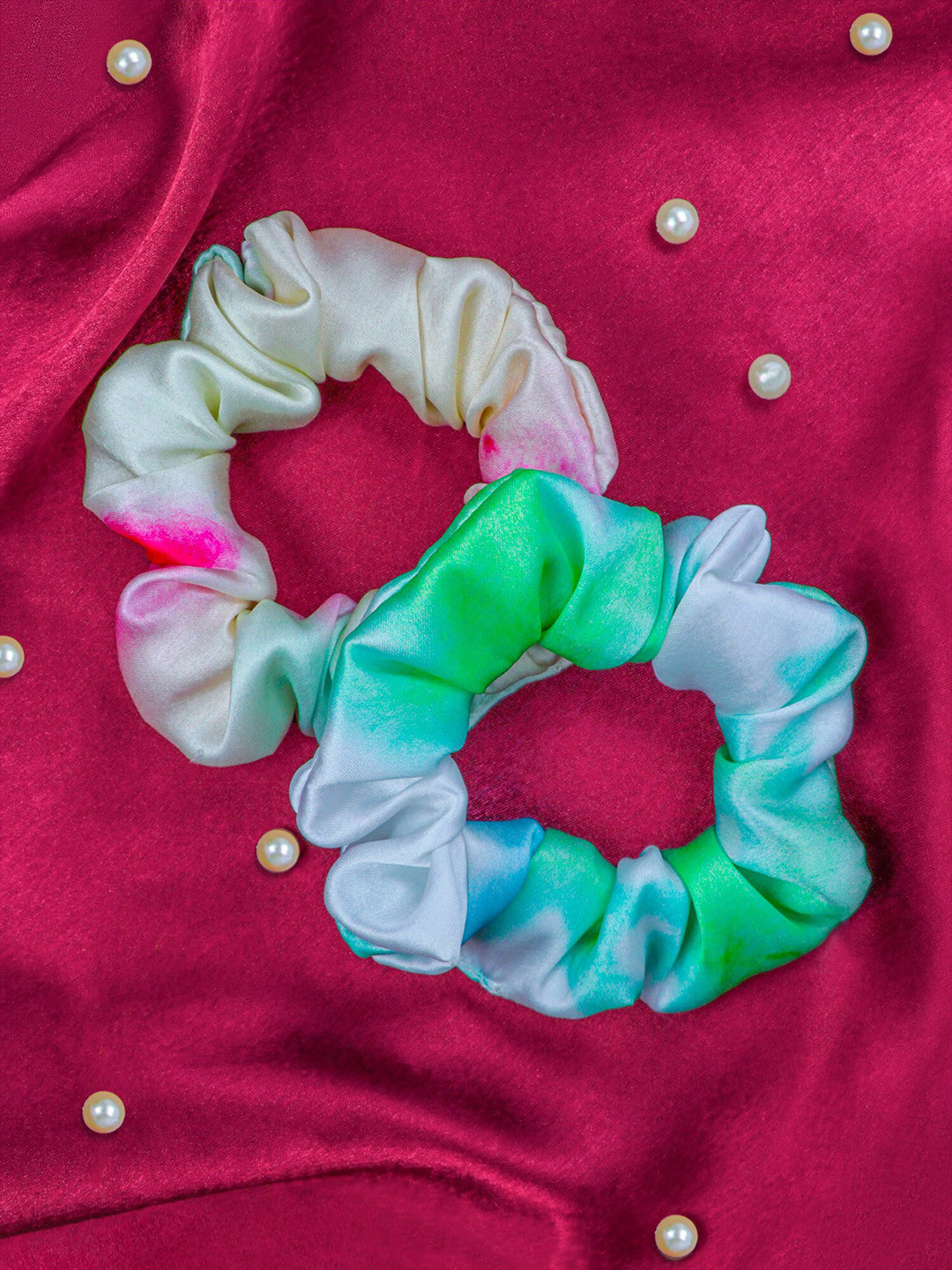 

Bellofox Women Set Of 2 Gold-Toned & Green Scrunchies