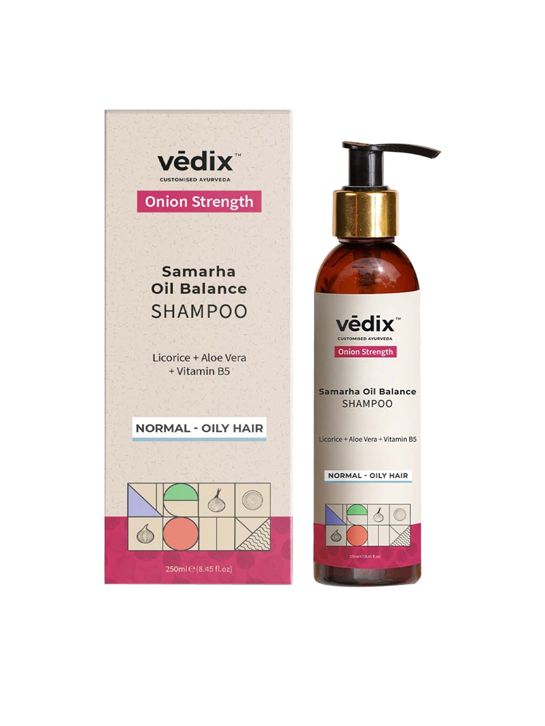 

VEDIX Customized Ayurvedic Samarha Oil Balance Onion Shampoo Normal-Oily Hair 250 ml, Transparent
