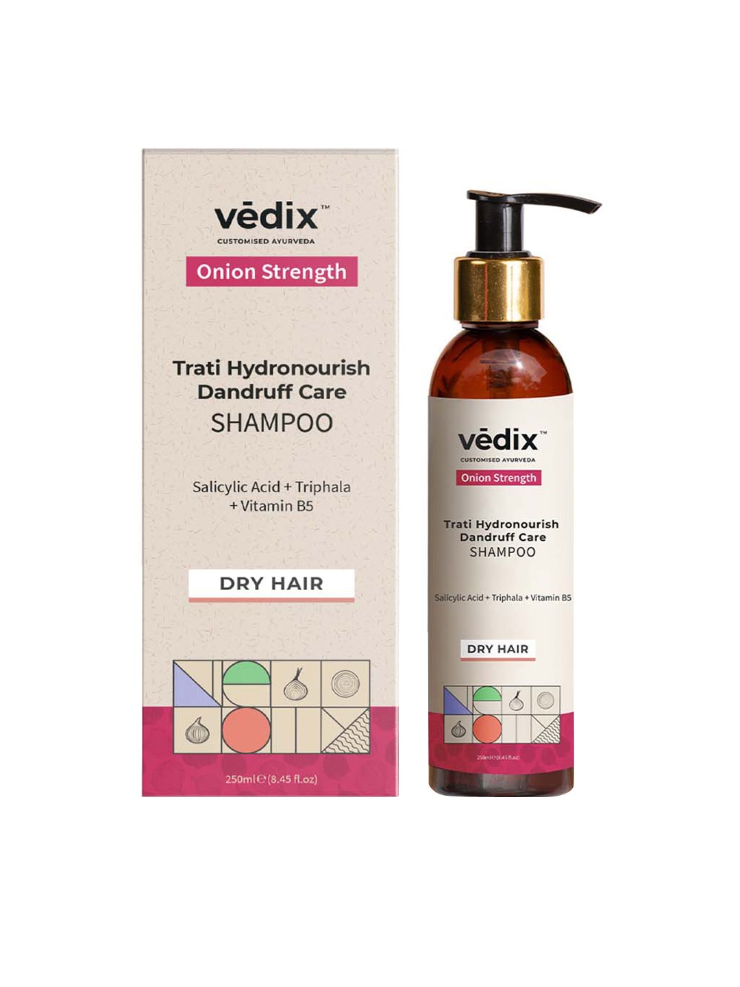 

VEDIX Women Trati Hydronourish Dandruff Care Onion Shampoo 250ml, Transparent