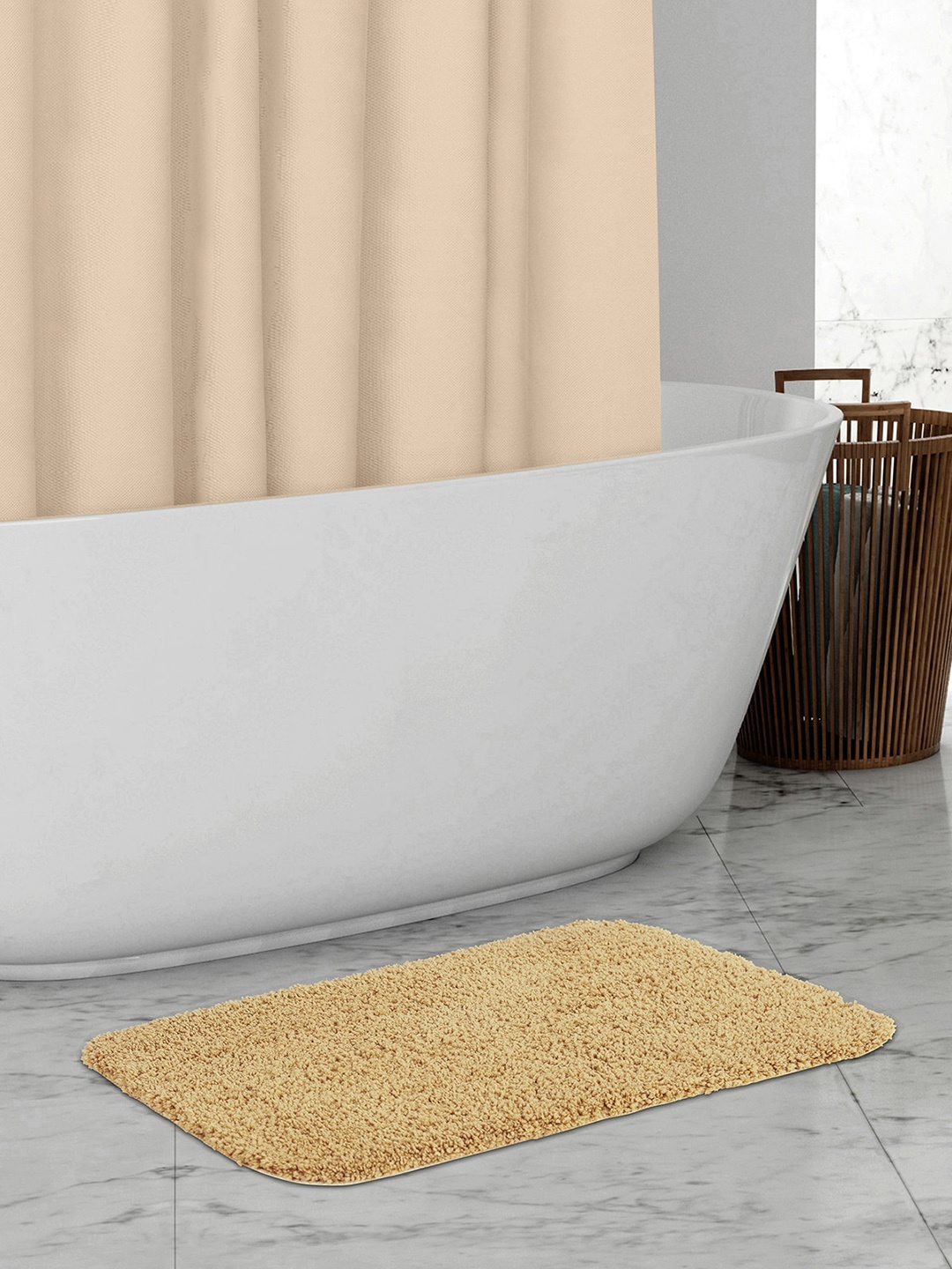 

OBSESSIONS Beige Solid 2000 GSM Anti-Skid Bath Rug