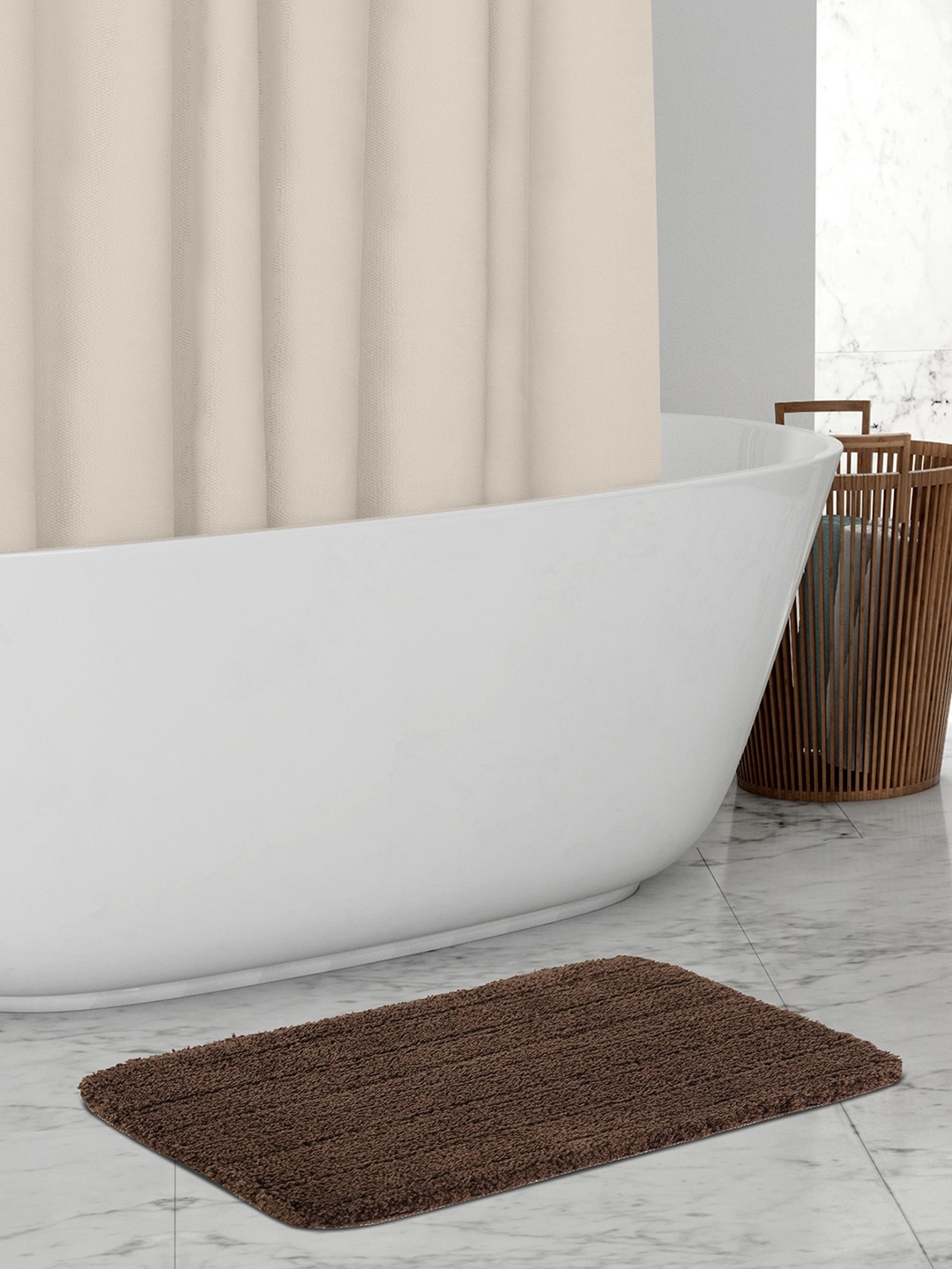 

OBSESSIONS Brown Solid 2000 GSM Anti-Skid Bath Rugs