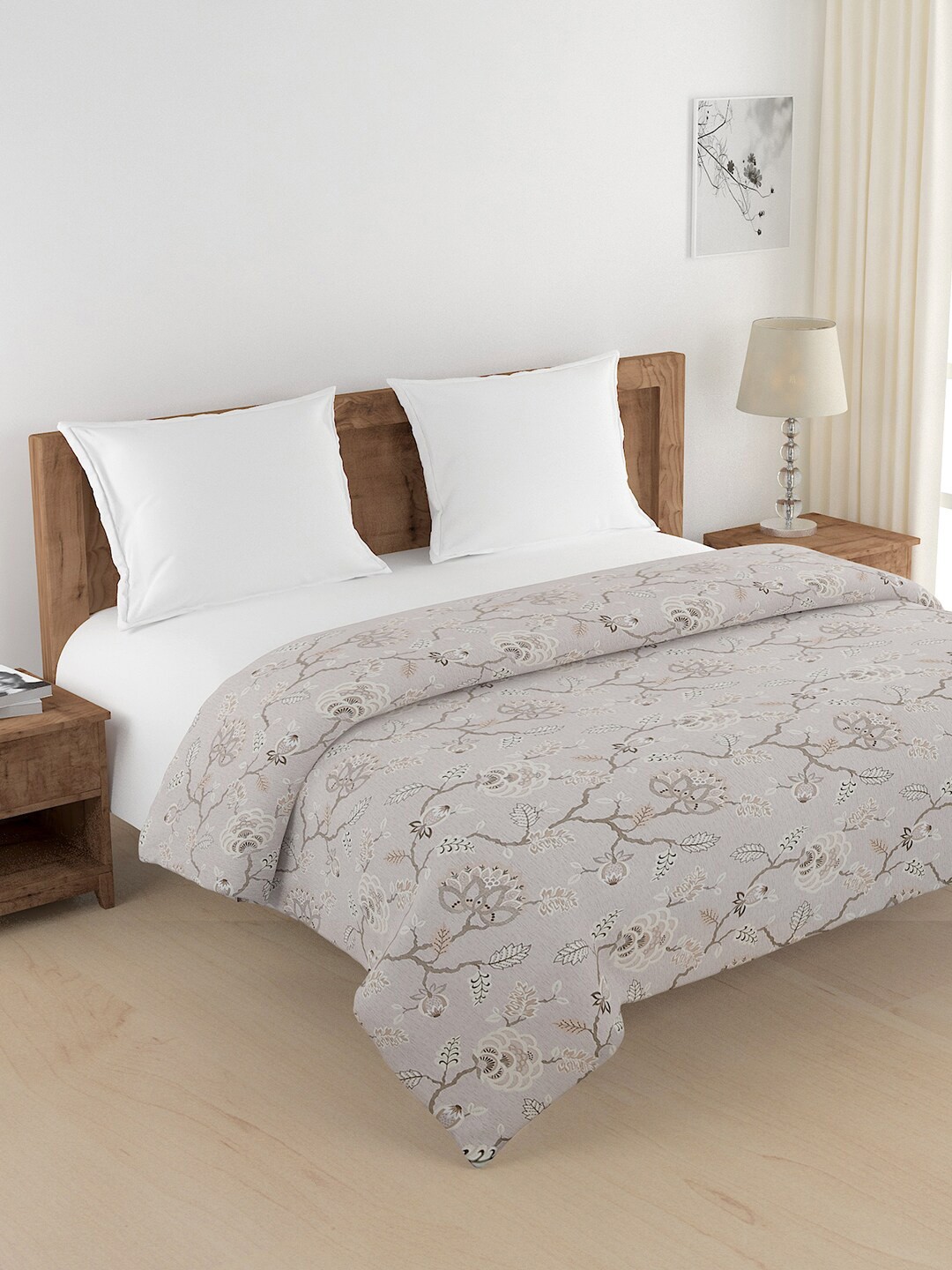 

SWAYAM Beige Floral Printed AC Room 150 GSM Double Bed Comforter